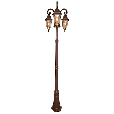 Designers Fountain Berkshire 3-Light Burnished Antique Copper Cast Aluminum Line Voltage Outdoor  Post Light 20613-BAC